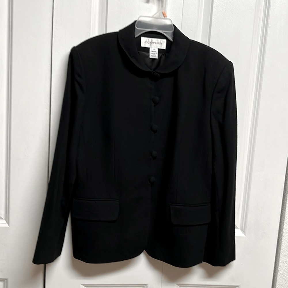 Jones New York Black 2 Pocket Worsted Wool Blazer Size 14